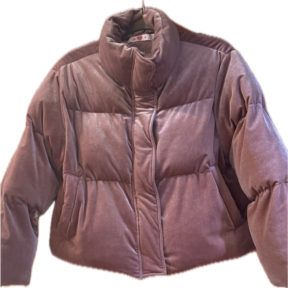 Women's Velvet Puffer Jacket - Dusty Rose